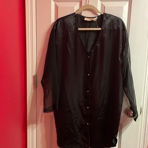 Victoria Secret Black Nightshirt sheer long sleeve New no tag size M/L